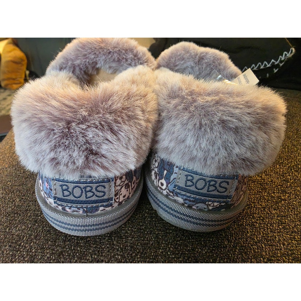 Skechers BOBS Too Cozy Woof Lodge Dog Print Slippers Navy Multi 113480 Womens 6 - Picture 4 of 9